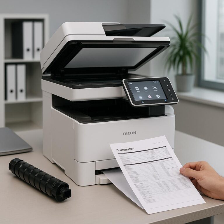 jak wydrukować stronę konfiguracyjną ricoh?