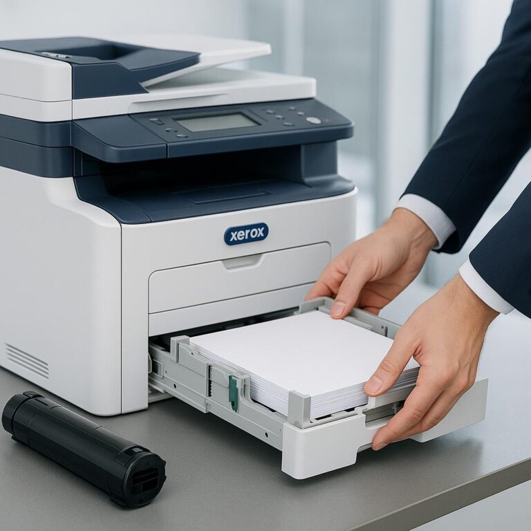 jak wymienić podajnik papieru w drukarce xerox?