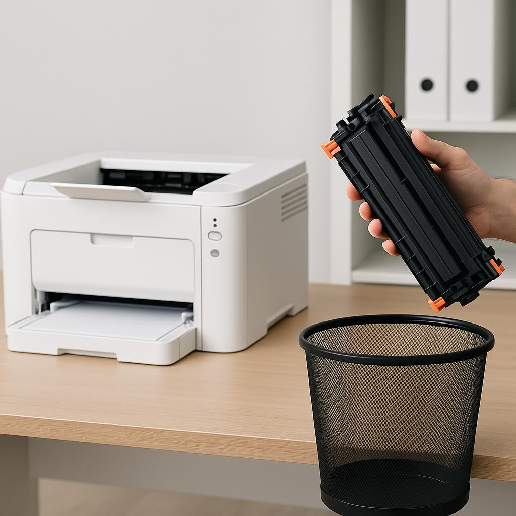 czy można wyrzucić toner do drukarki laserowej?