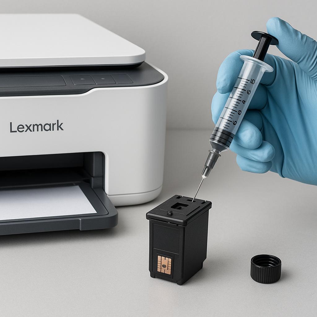 jak napełnić tusz do drukarki lexmark?