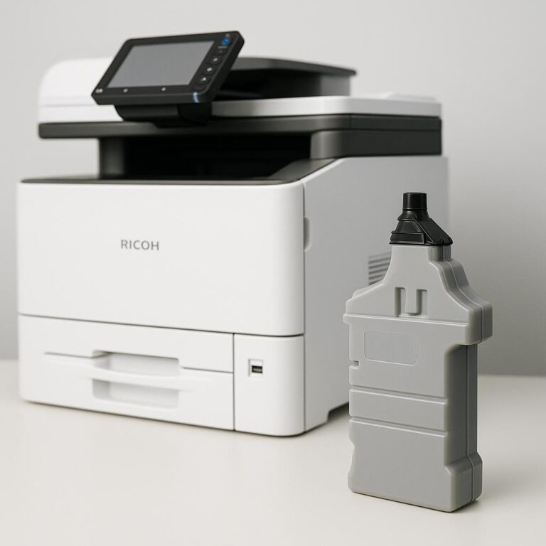 jak opróżnić pojemnik na zużyty toner ricoh?