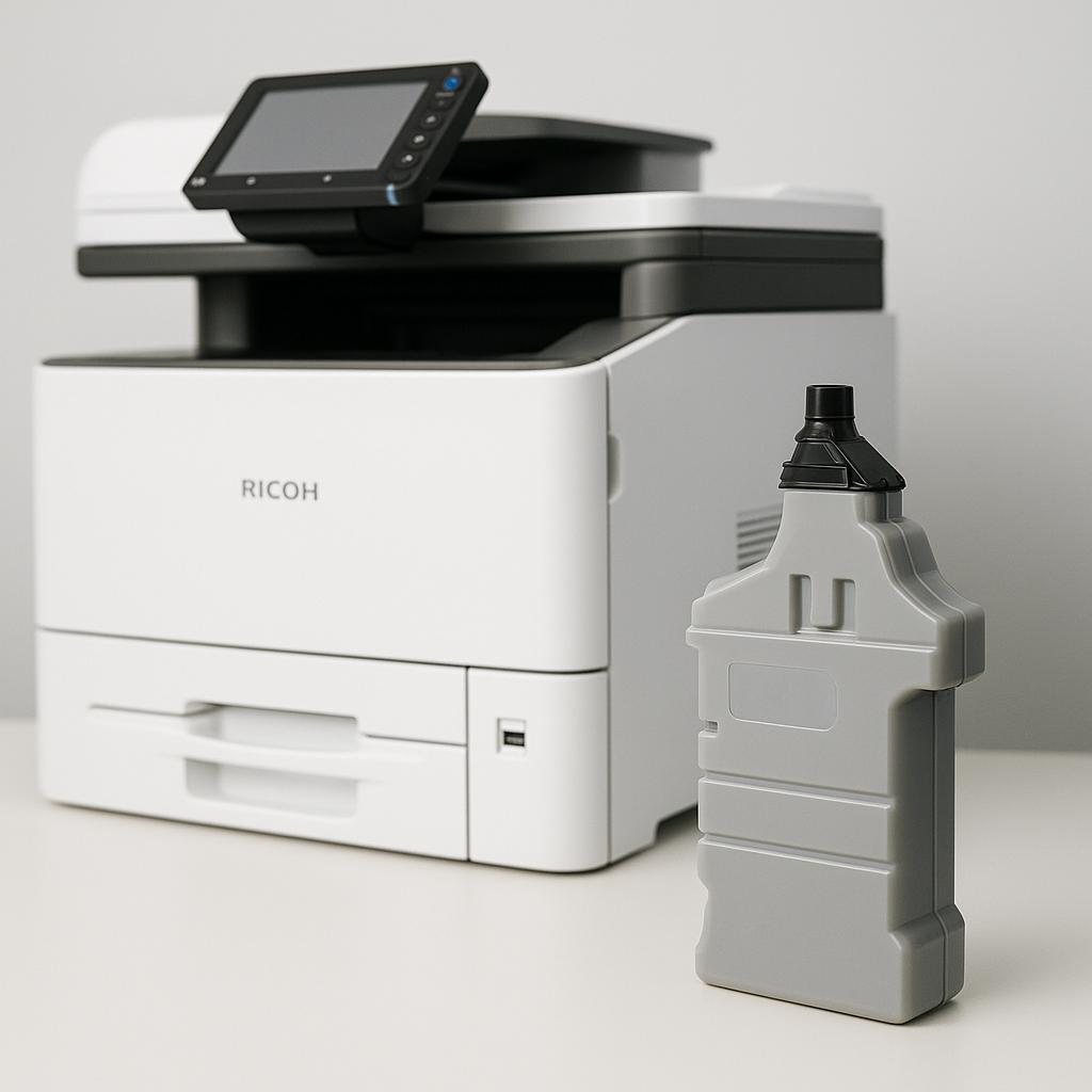 jak opróżnić pojemnik na zużyty toner ricoh?
