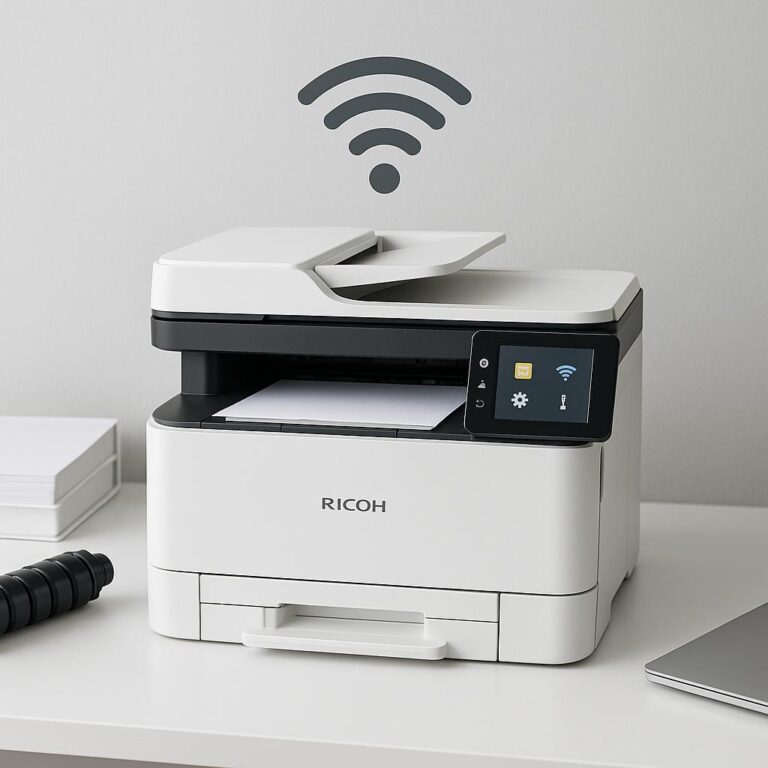 jak podłączyć drukarkę przez wi-fi ricoh?