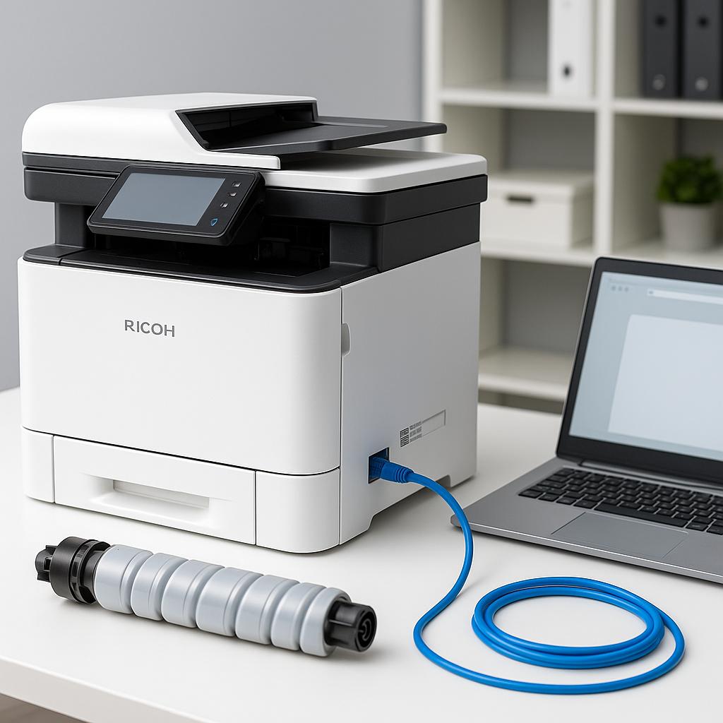 jak podłączyć drukarkę sieciową ricoh?