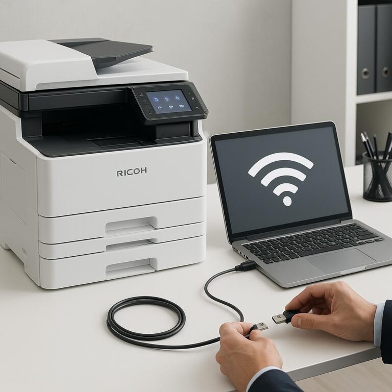 jak podłączyć się do drukarki ricoh?