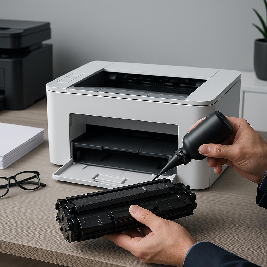 czy mogę uzupełnić wkład z tonerem hp?