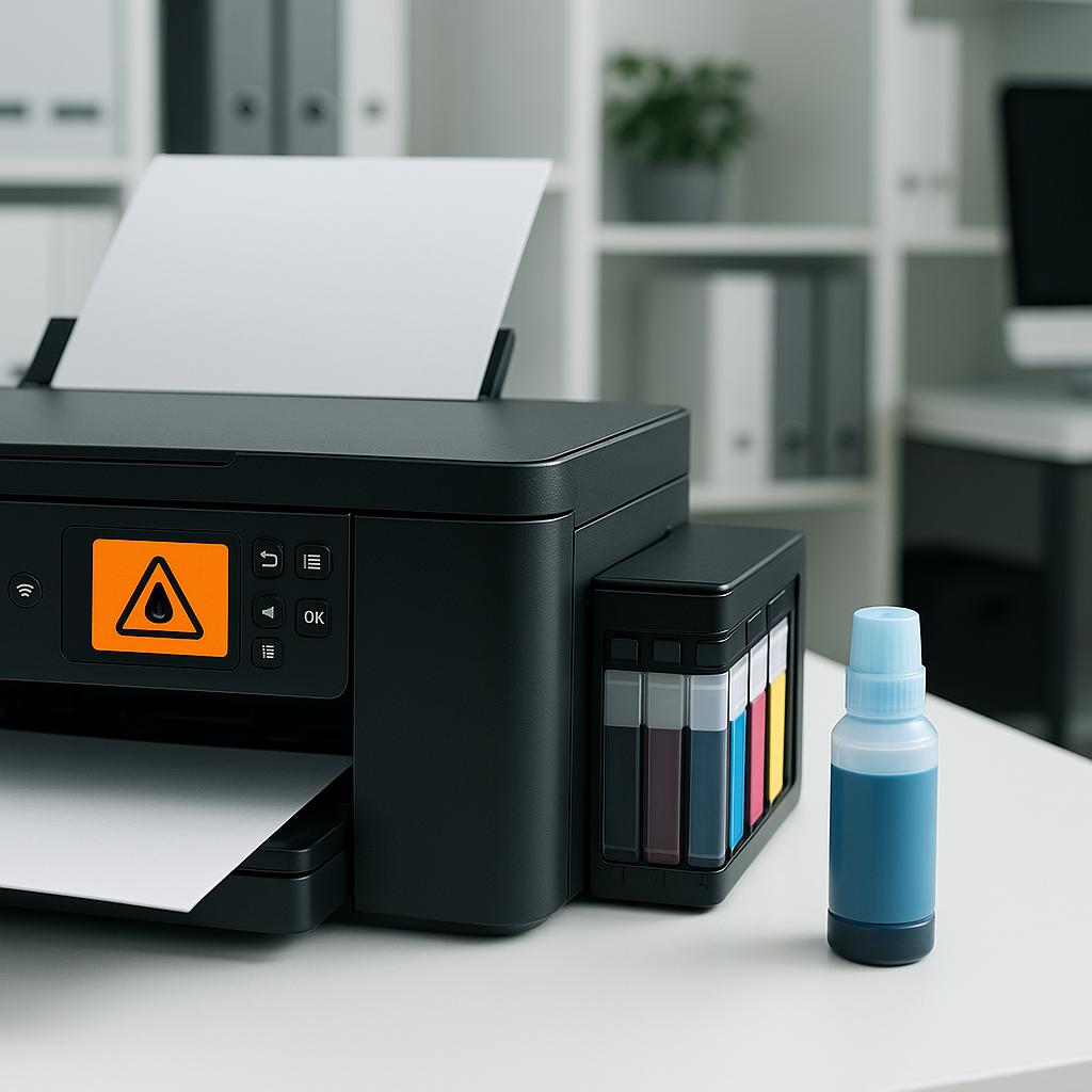 dlaczego moja drukarka epson wyświetla komunikat o braku tuszu, a nie informuje o tym?