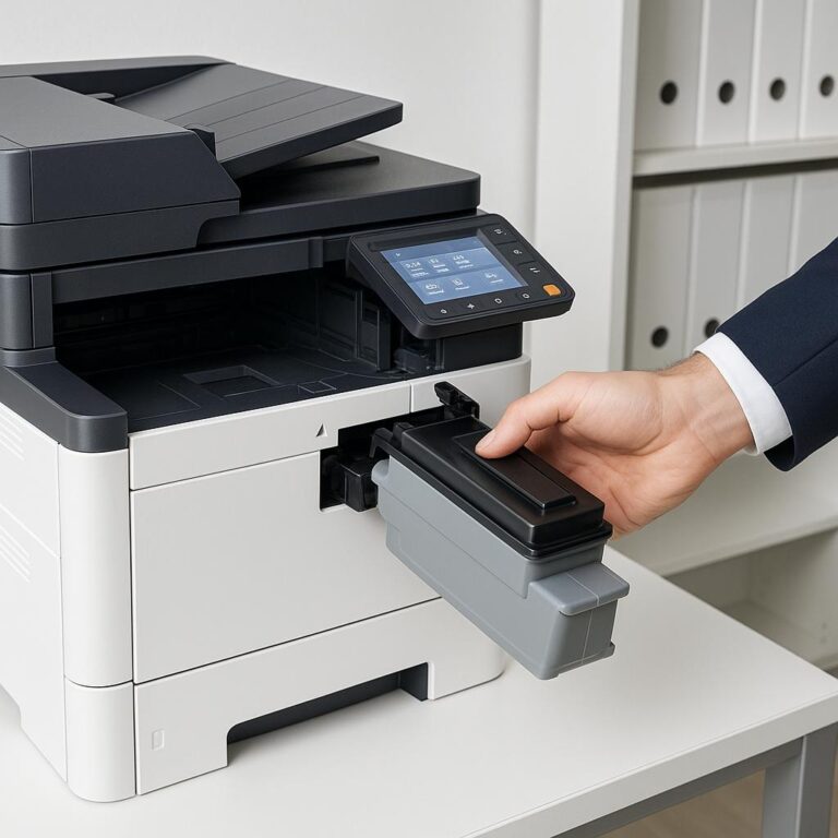 jak opróżnić pojemnik na zużyty toner kyocera?