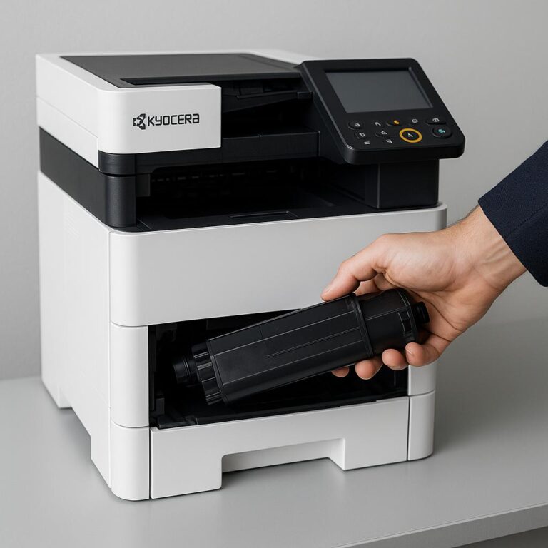 jak wyciagnać toner z drukarki kyocera?