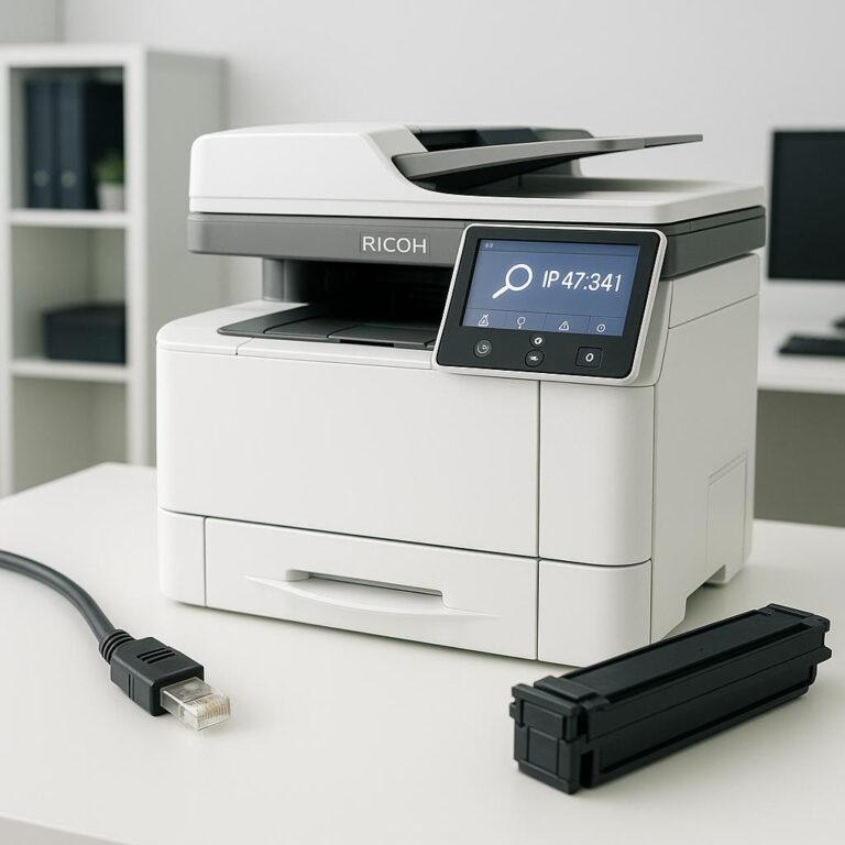 jak znaleźć ip drukarki ricoh?