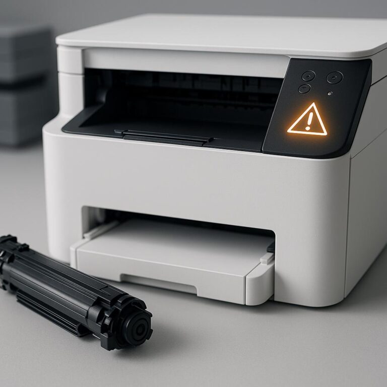 co oznacza migający trójkąt na mojej drukarce canon?