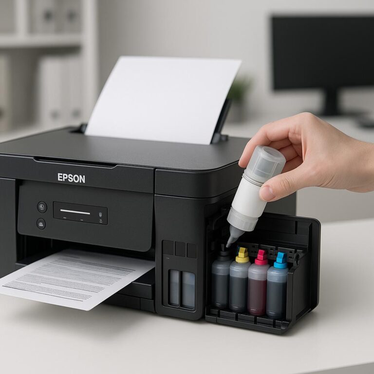 jak dolać tusz w drukarce epson?