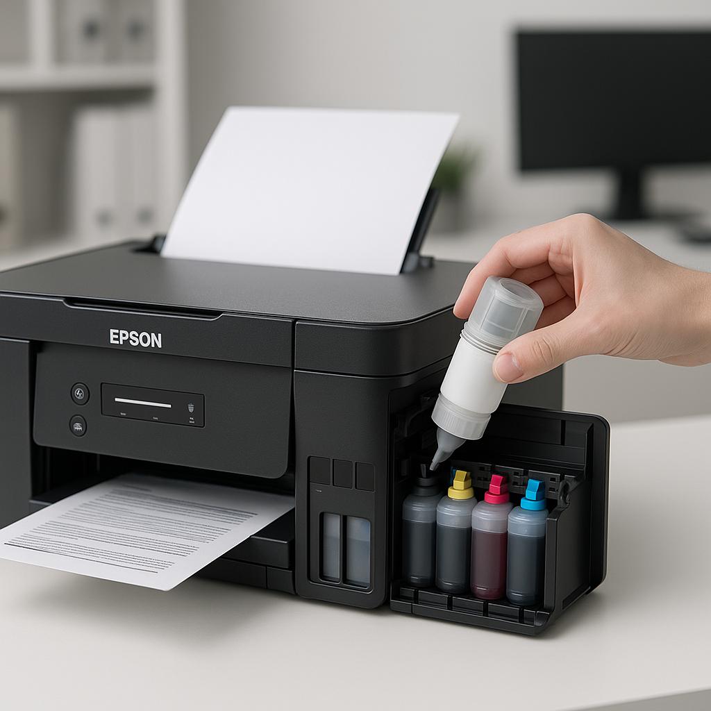 jak dolać tusz w drukarce epson?