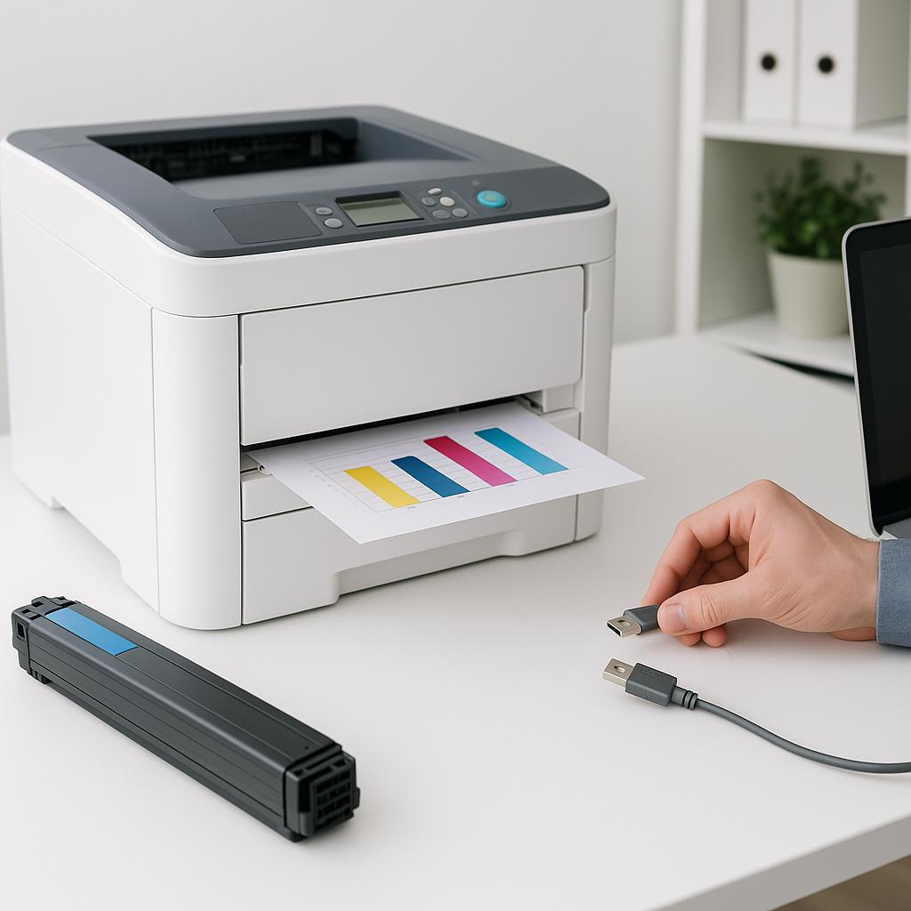 jak podłączyć drukarkę oki?