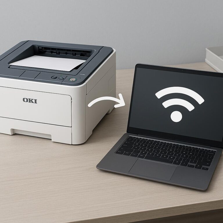 jak połączyć drukarkę oki z laptopem?