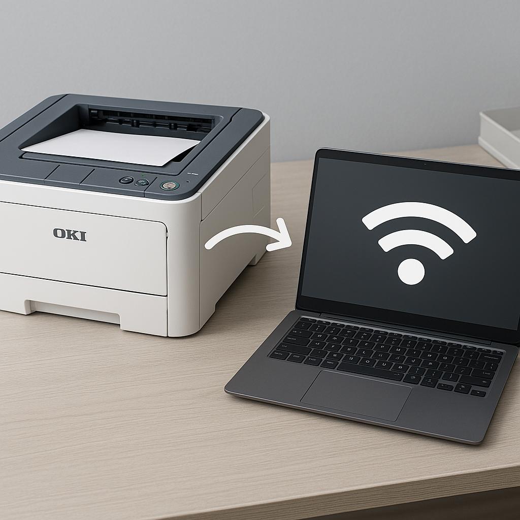 jak połączyć drukarkę oki z laptopem?