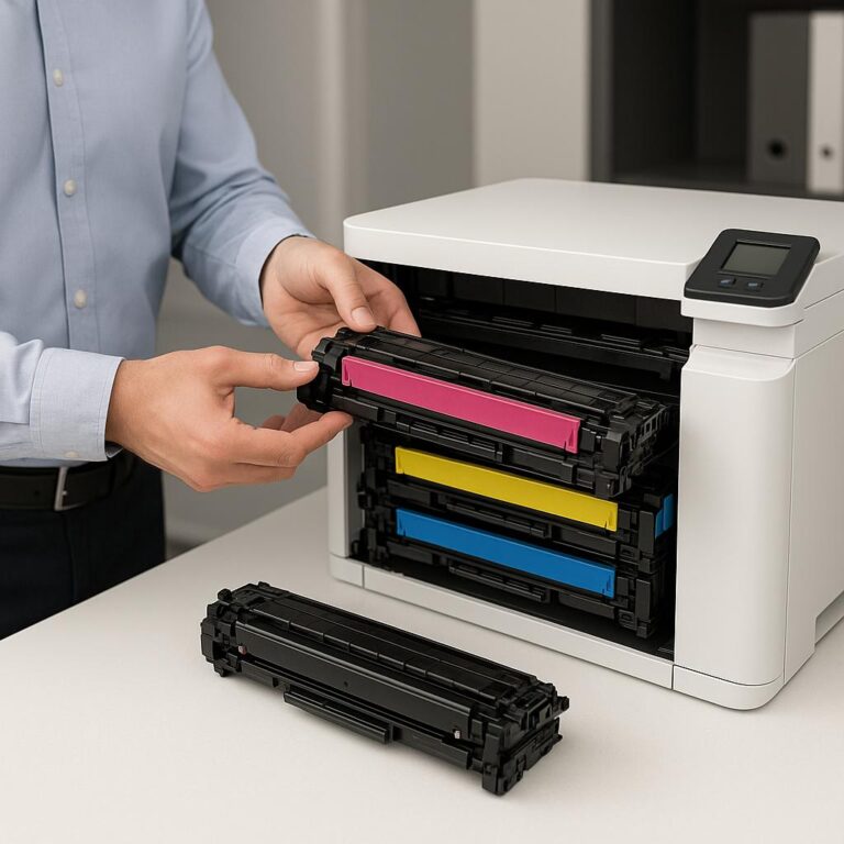 jak wymienić tusz w drukarce hp color laserjet?