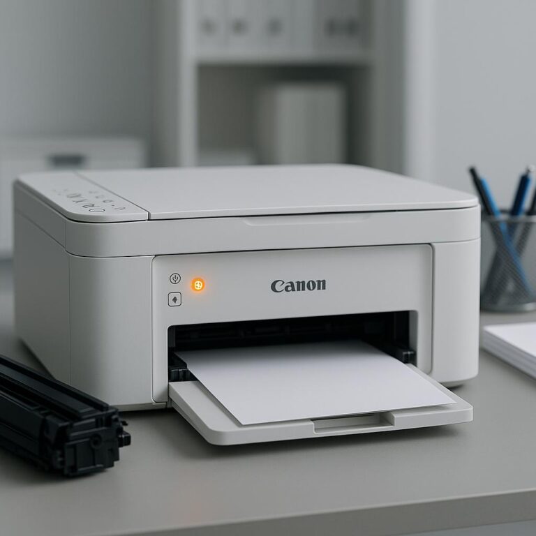 co oznacza pomarańczowa lampka b w drukarce canon?