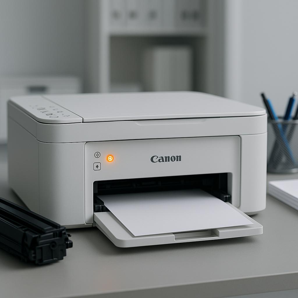 co oznacza pomarańczowa lampka b w drukarce canon?