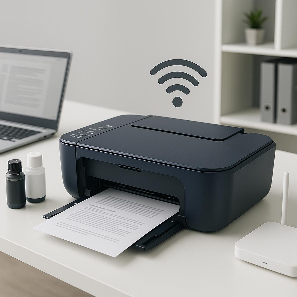 jak podłączyć drukarkę canon e560 do sieci wi-fi?