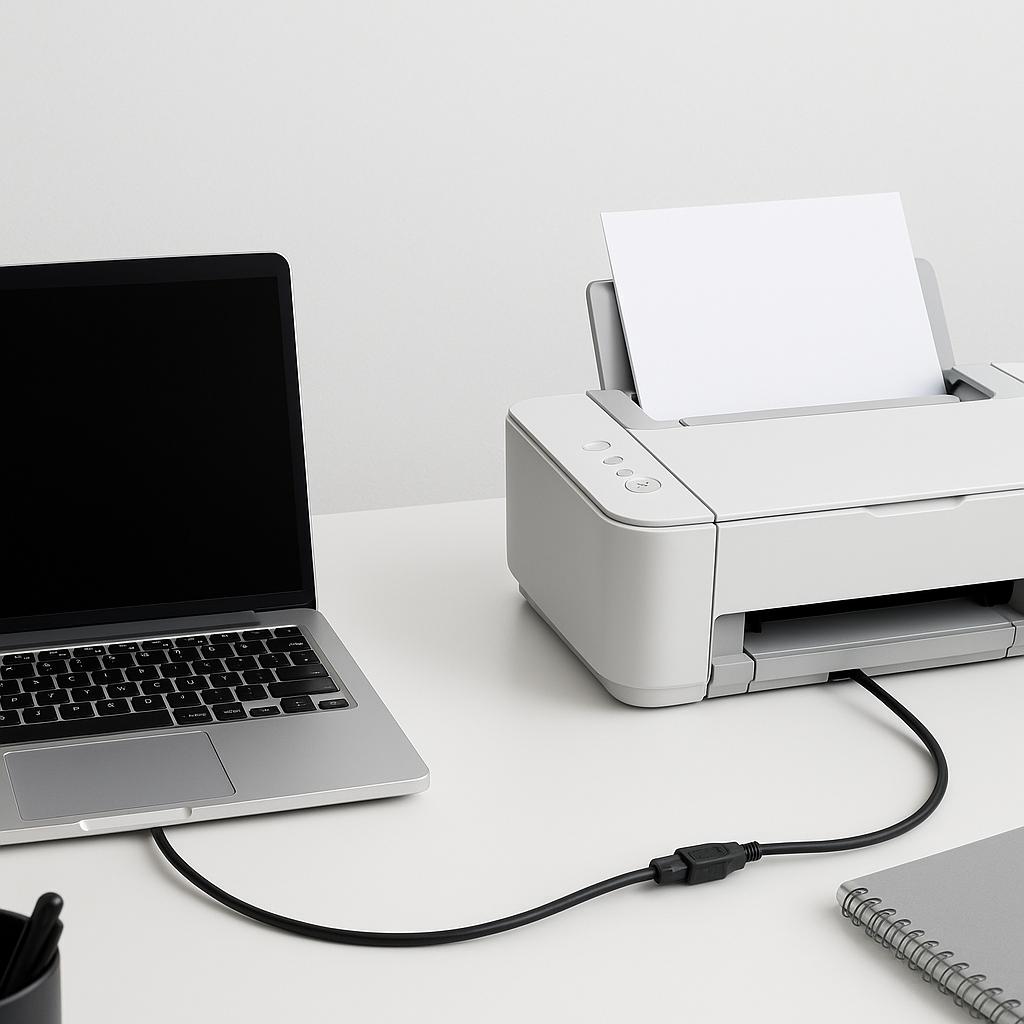 jak podłączyć drukarkę kablem do komputera?