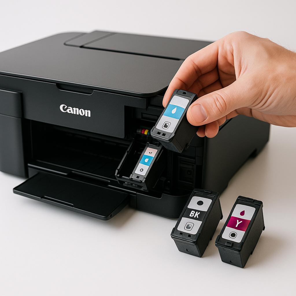 jak się wymienia tusz w drukarce canon pixma?