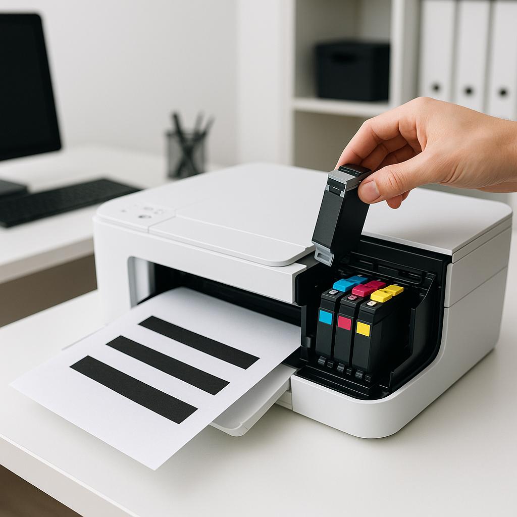 dlaczego drukarka nie drukuje na czarno po wymianie tuszu?