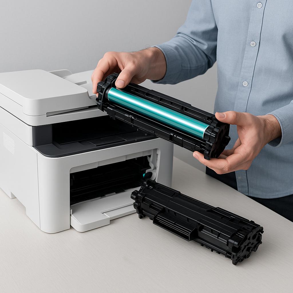 jak się wymienia bęben w drukarce?