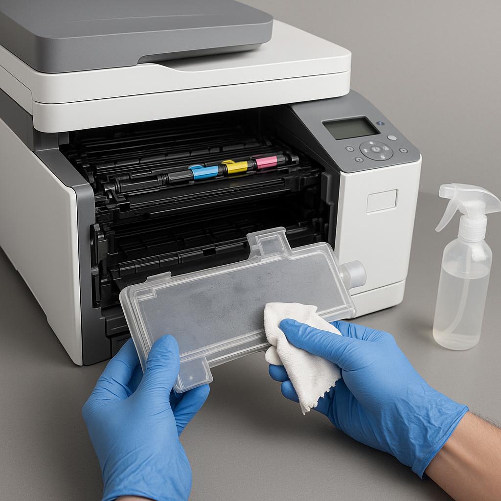 jak wyczyścić pojemnik na zużyty toner?