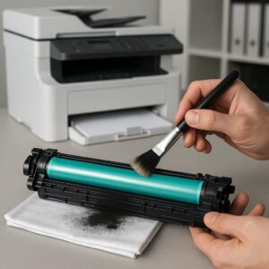 jak wyczyścić wkład z tonerem lexmark?