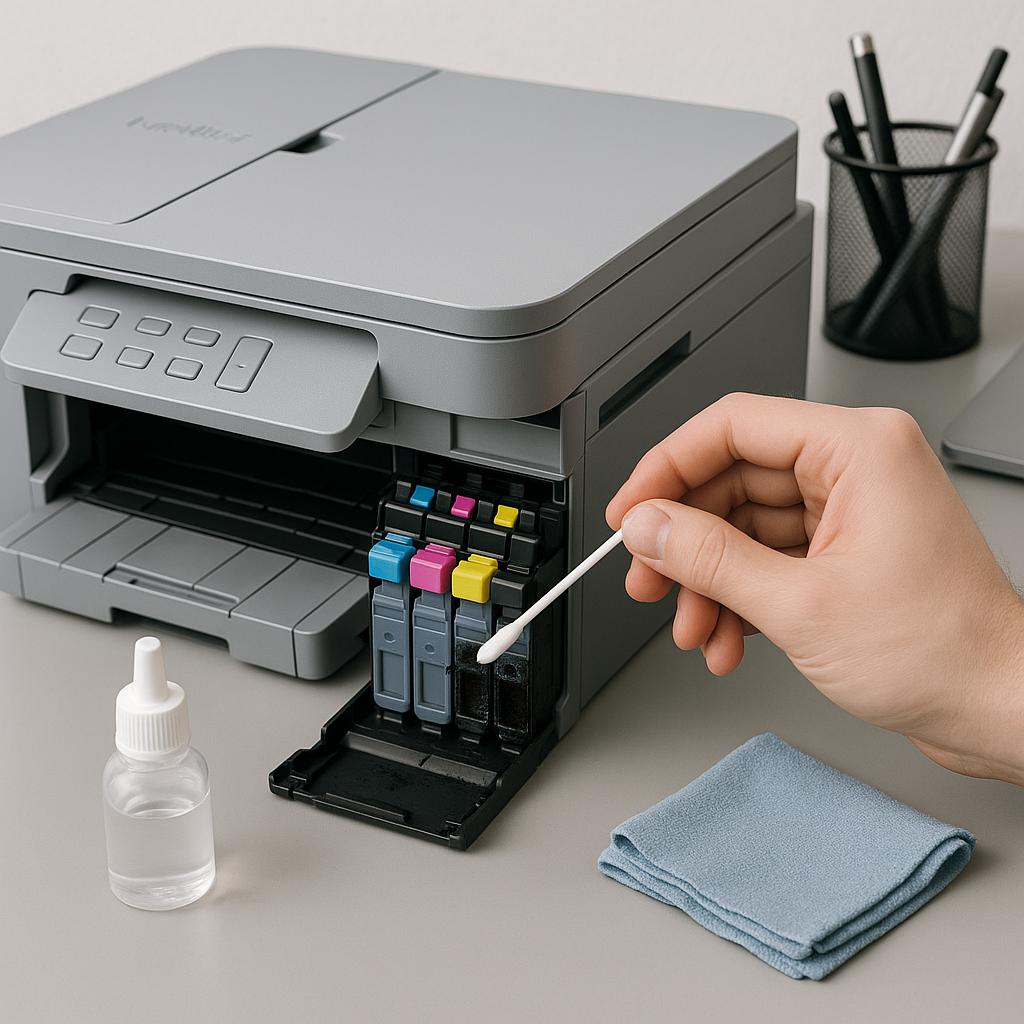 jak wyczyścić zaschnięty tusz w drukarce brother?