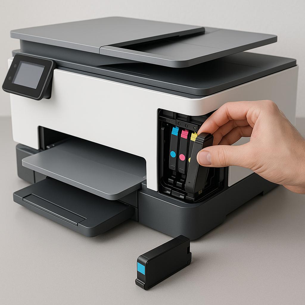 jak wymienić tusz w drukarce hp officejet pro?