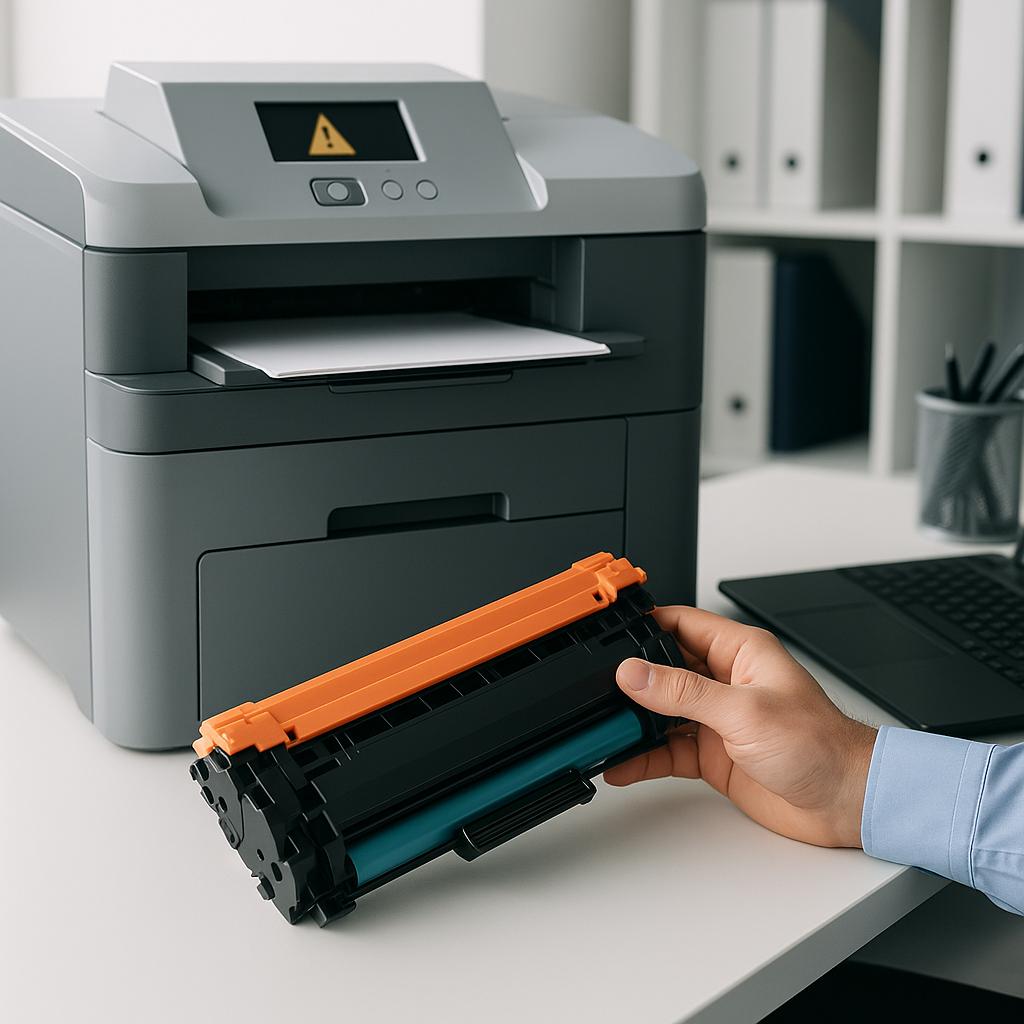 dlaczego drukarka mojego brata informuje mnie o konieczności wymiany tonera?