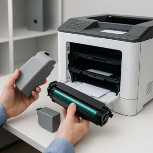 jak opróżnić pojemnik na zużyty toner lexmark?