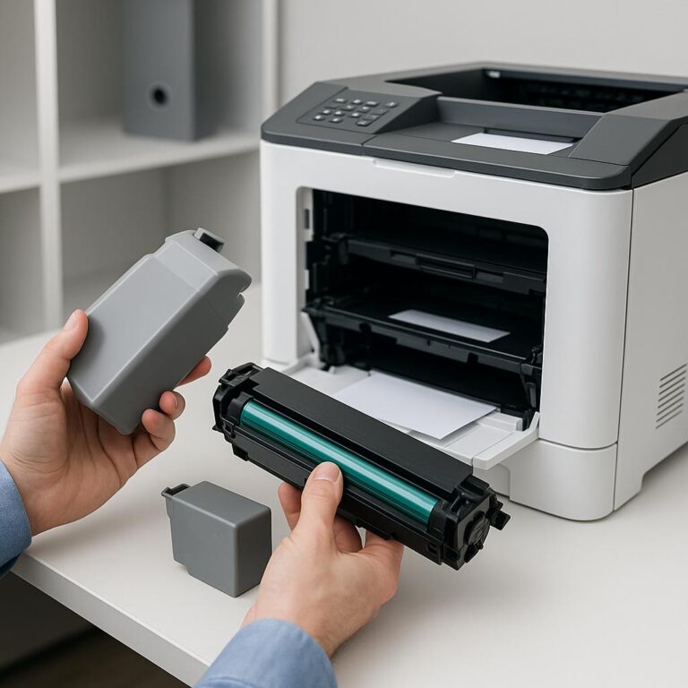 jak opróżnić pojemnik na zużyty toner lexmark?