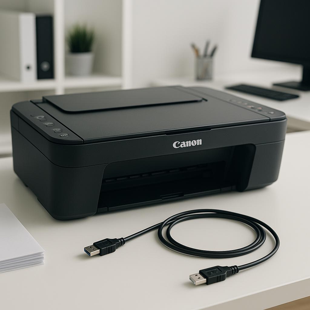 jak podłączyć drukarkę canon przez kabel usb?