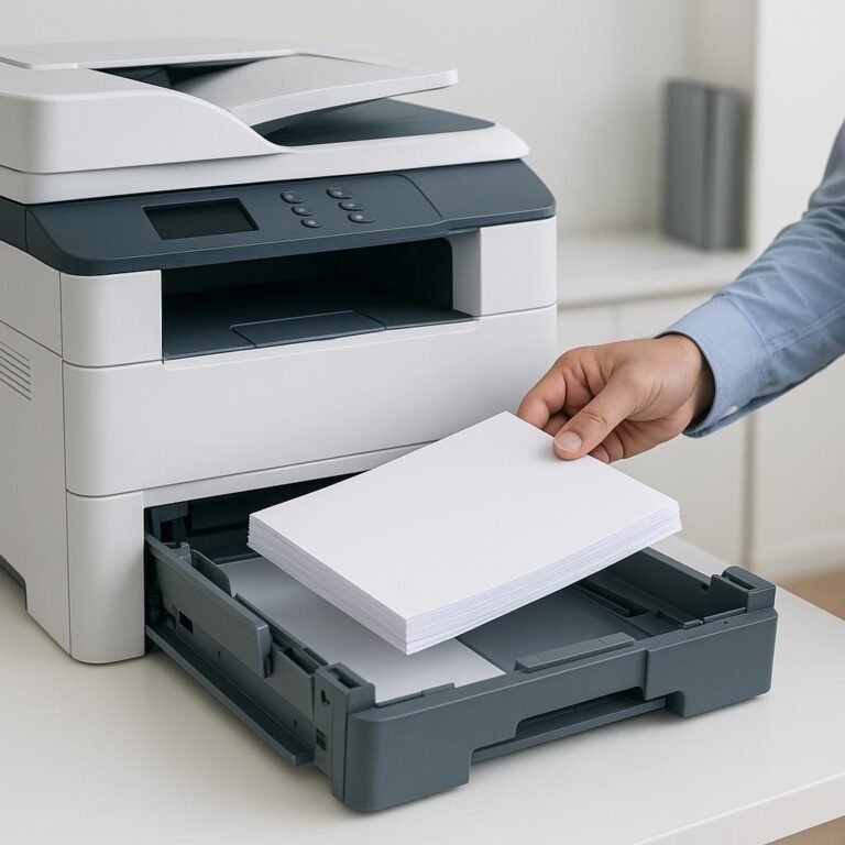 jak włożyć papier do drukarki xerox?