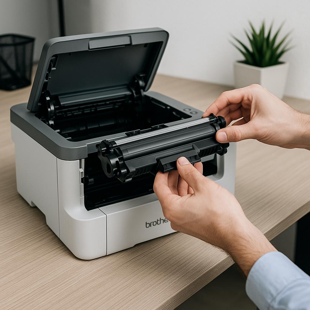 jak wsadzić toner do drukarki brother?