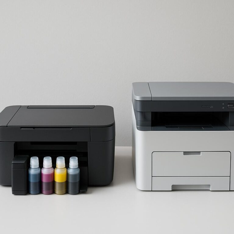 co jest lepsze: drukarka z pojemnikiem na tusz czy drukarka laserowa?