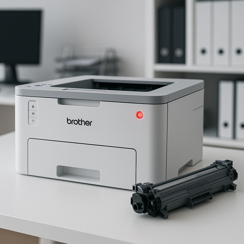 co oznacza czerwona kontrolka na drukarce brother?