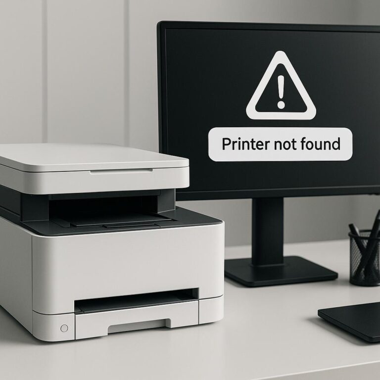 dlaczego wyświetla się komunikat, że nie znaleziono drukarki?