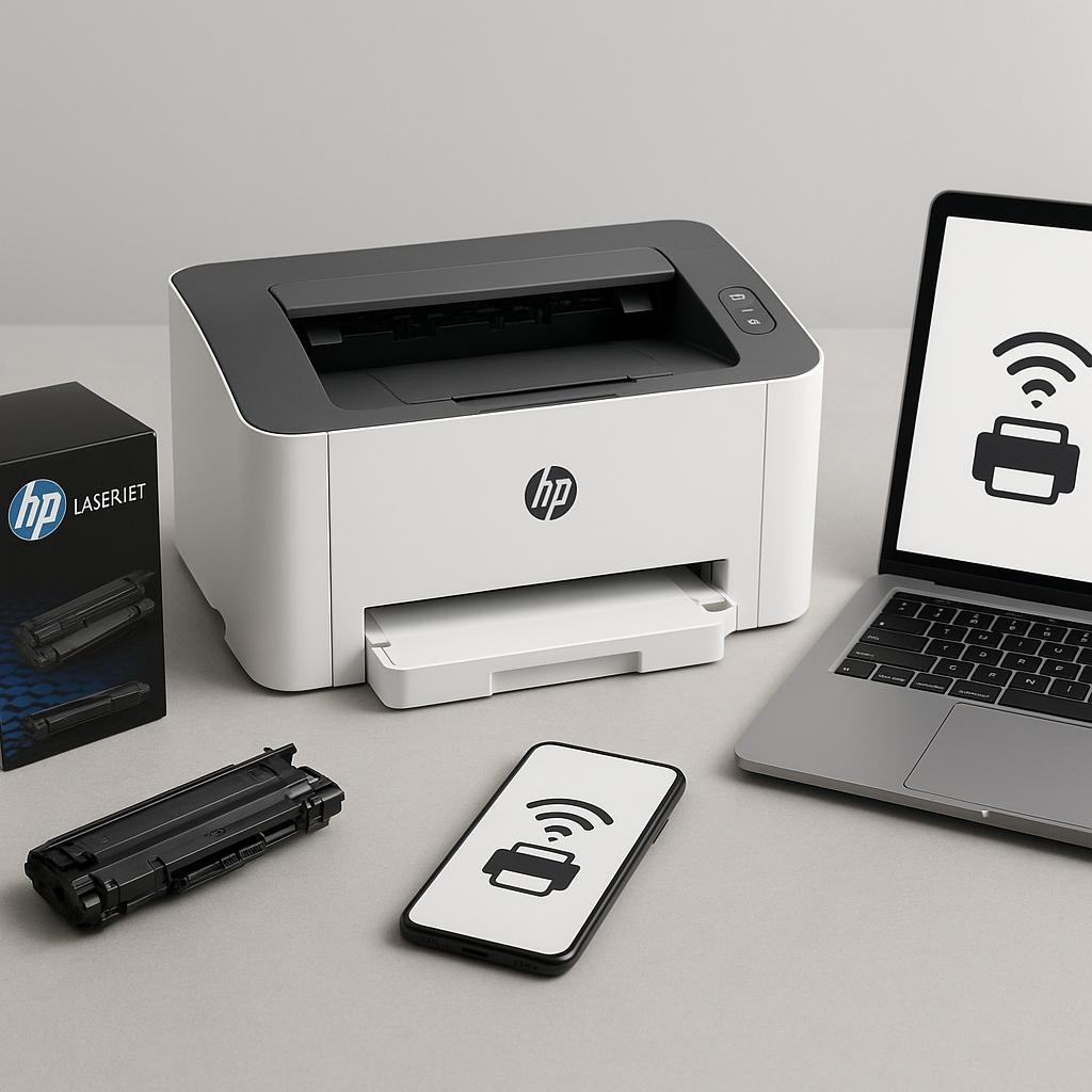 jak połączyć się z drukarka hp laser 107w?