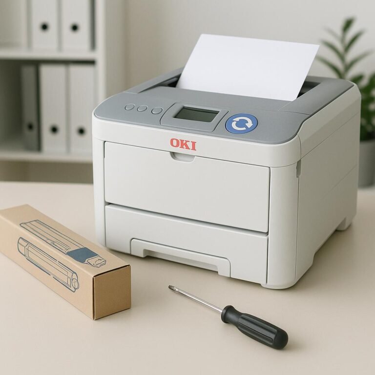 jak przywrócić ustawienia fabryczne drukarki oki?