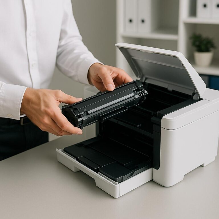 jak włożyć toner do drukarki?