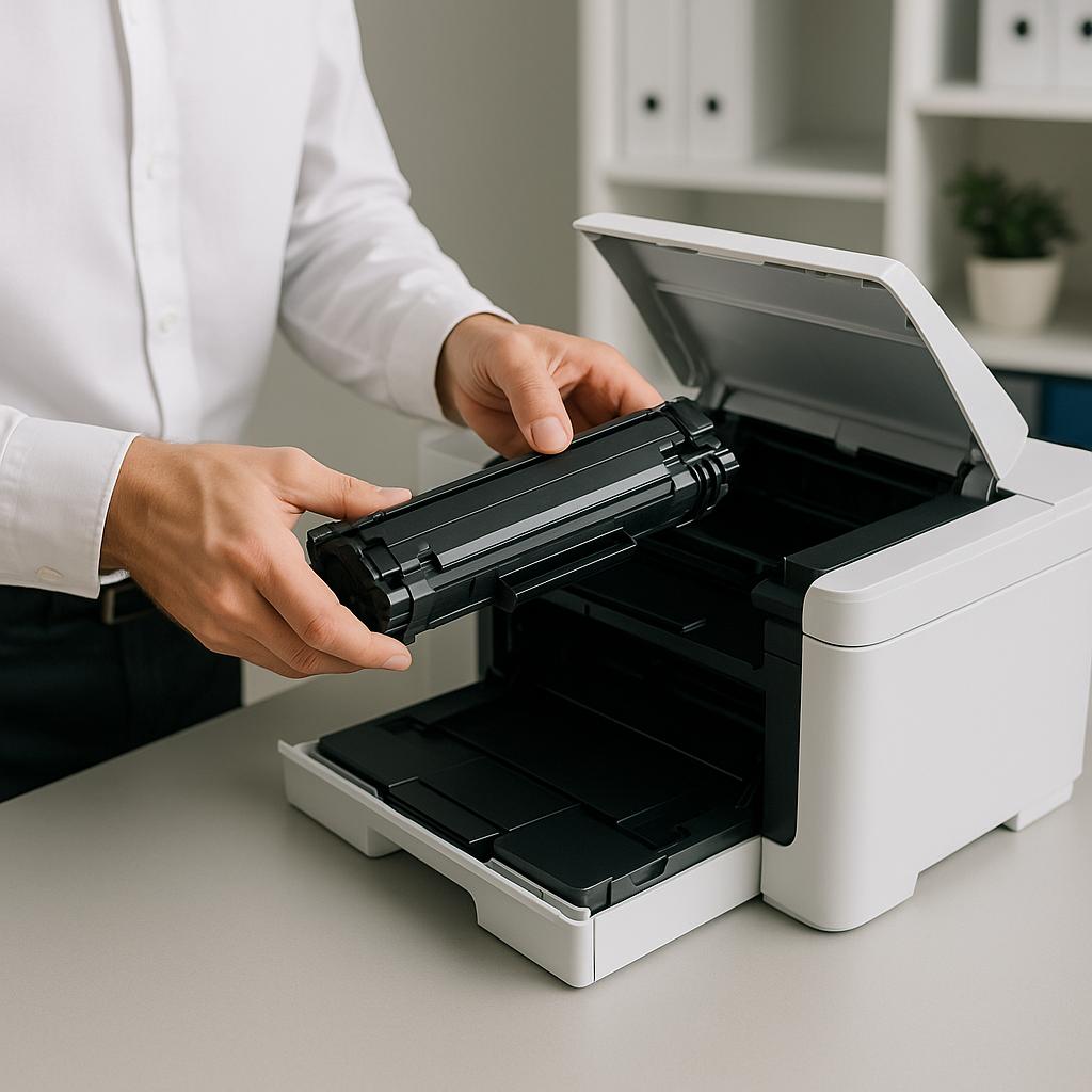 jak włożyć toner do drukarki?