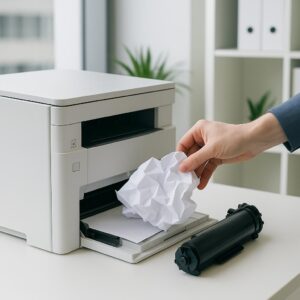 jak wyciagnać zakleszczony papier z drukarki?