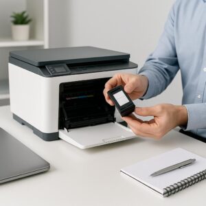 jak wymieniać tusz w drukarce hp?