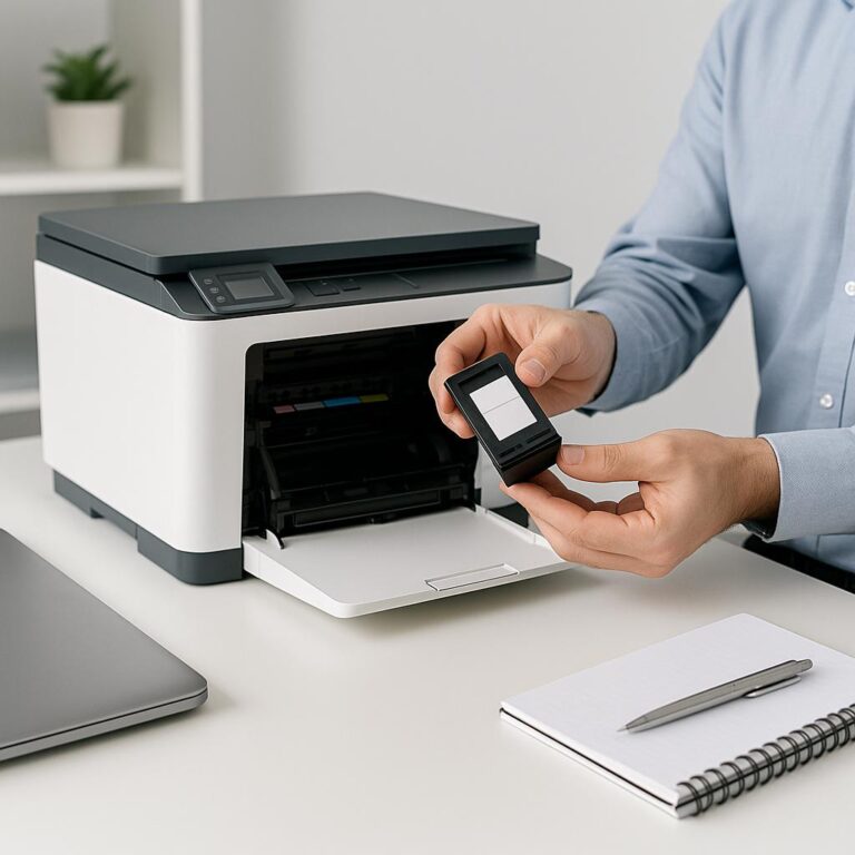 jak wymieniać tusz w drukarce hp?