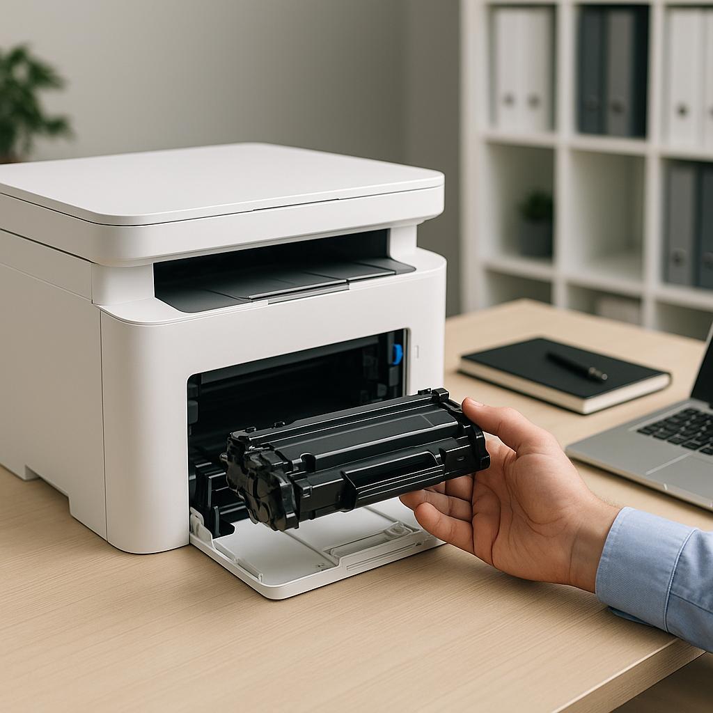 jak załadować toner do drukarki hp?