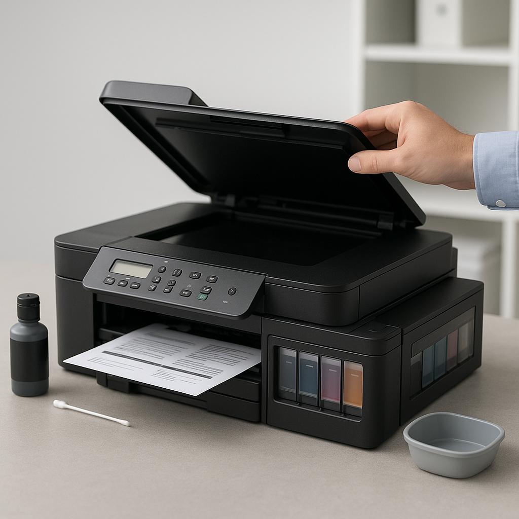 czy brother dcp-t525w obsługuje automatyczne czyszczenie głowicy drukującej?